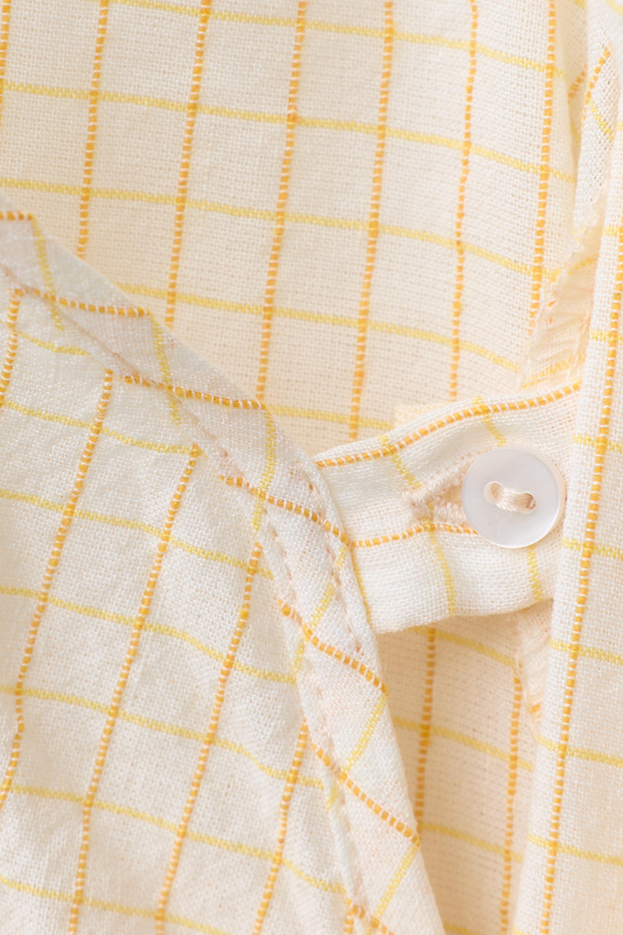 SHORT CHECKED LINEN-BLEND ROMPER