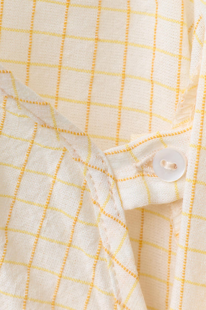 SHORT CHECKED LINEN-BLEND ROMPER