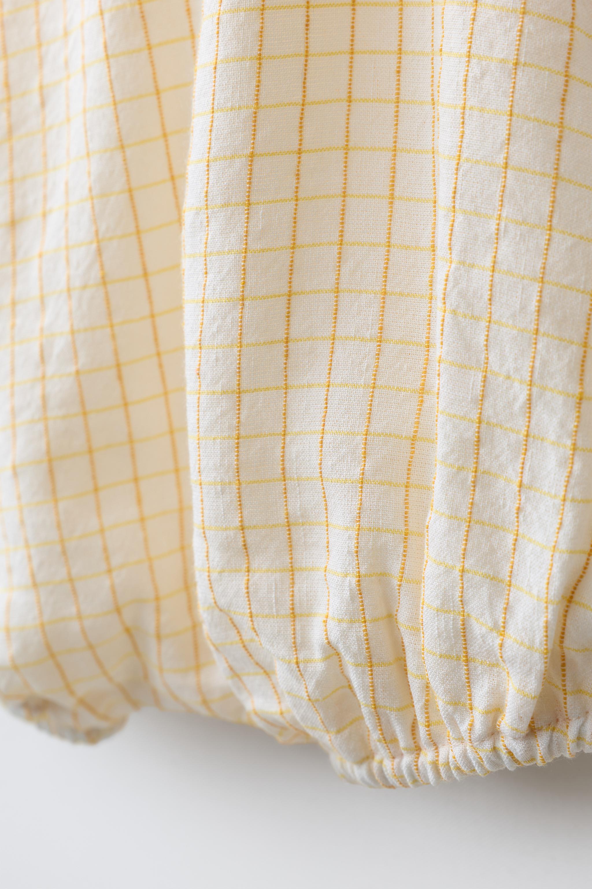 SHORT CHECKED LINEN-BLEND ROMPER