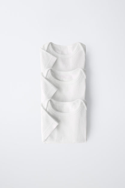 3-PACK OF SHORT SLEEVE BODYSUITS - White / 12-18 months (86 cm)