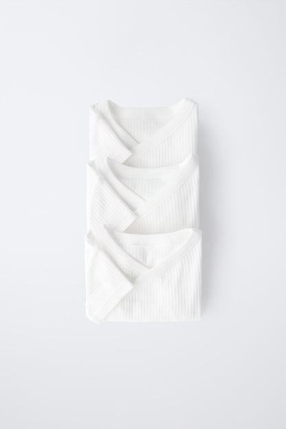 3-PACK OF KIMONO NECK SHORT SLEEVE BODYSUITS - White / 0-1 months (56 cm)