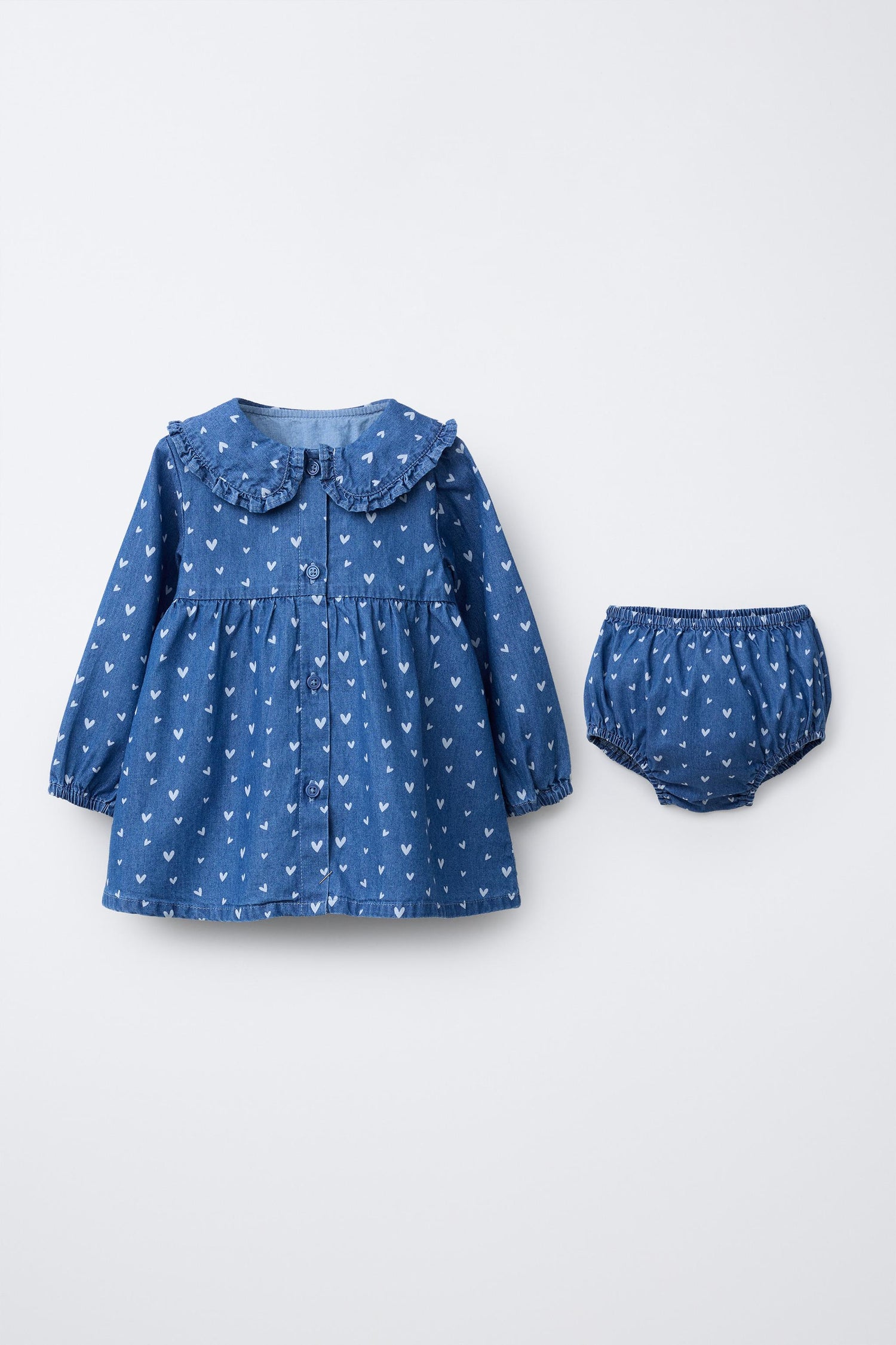 HEART PRINT DENIM DRESS AND KNICKERS