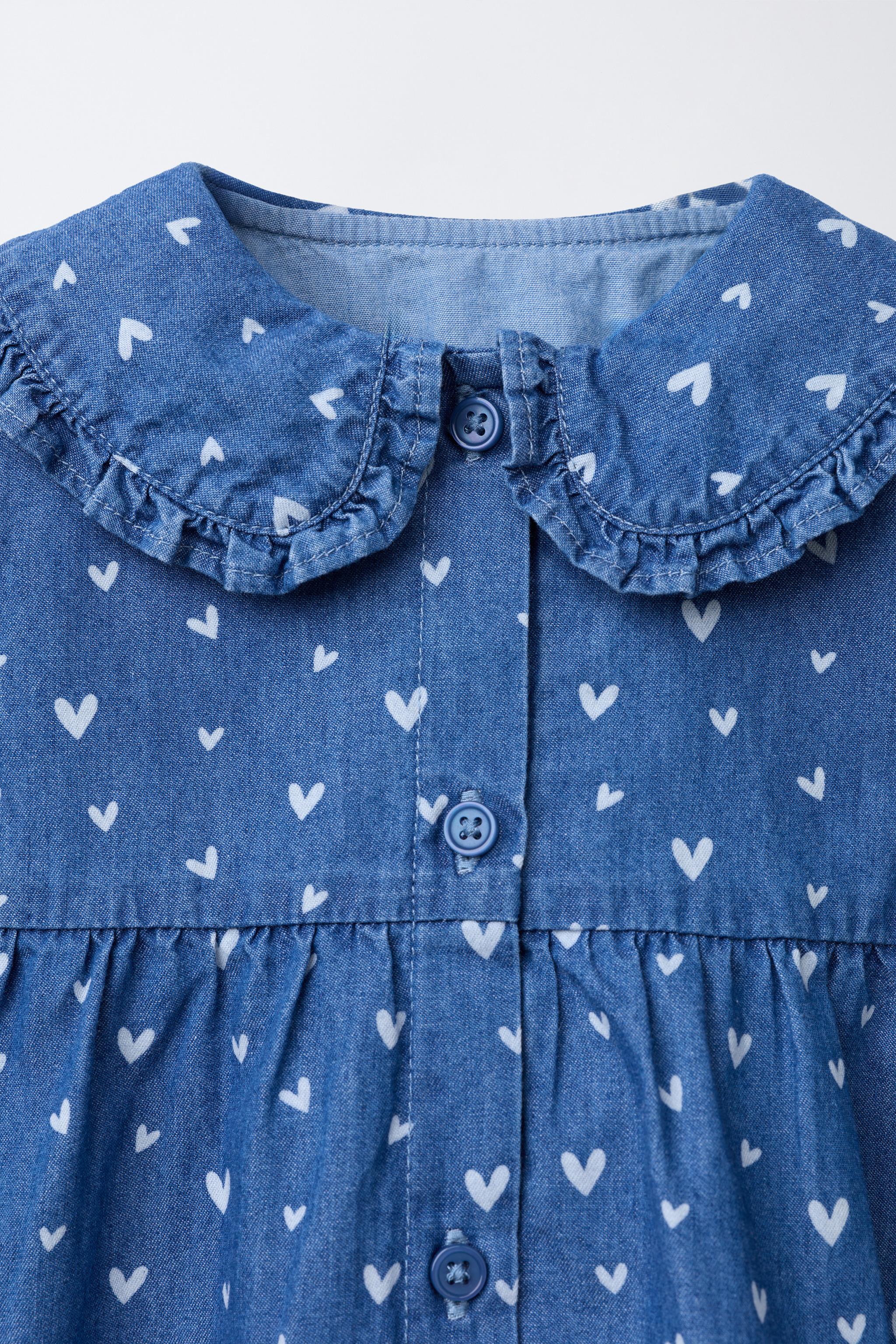 HEART PRINT DENIM DRESS AND KNICKERS