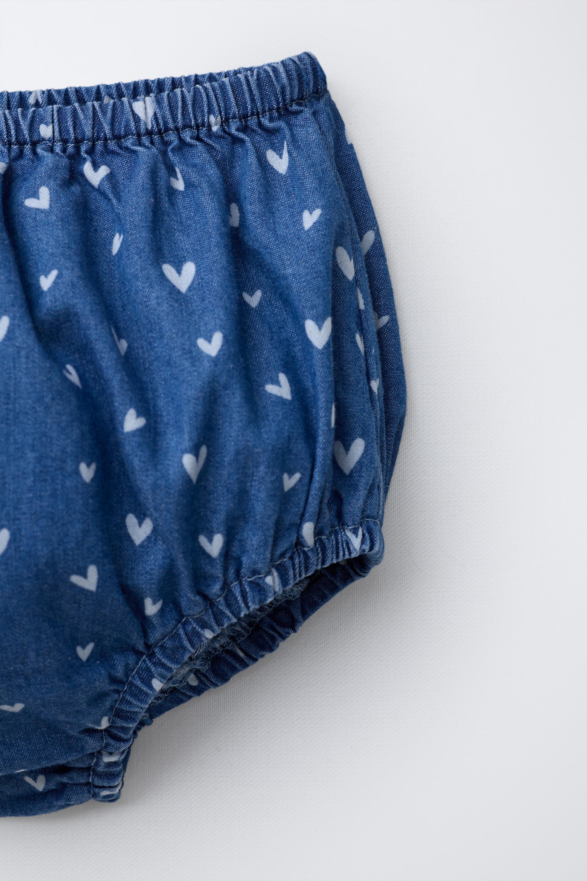 HEART PRINT DENIM DRESS AND KNICKERS
