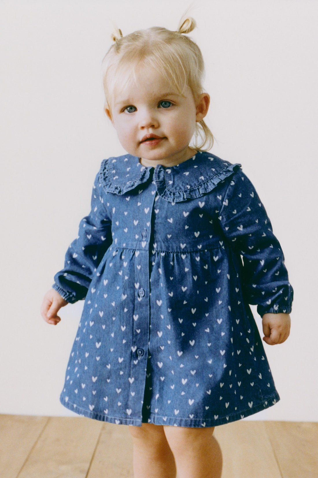 HEART PRINT DENIM DRESS AND KNICKERS - Blue / 12-18 months (86 cm)