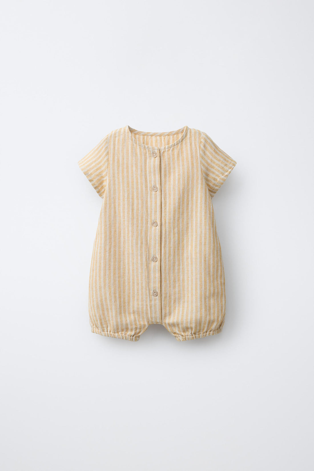STRIPED COTTON AND LINEN ROMPER
