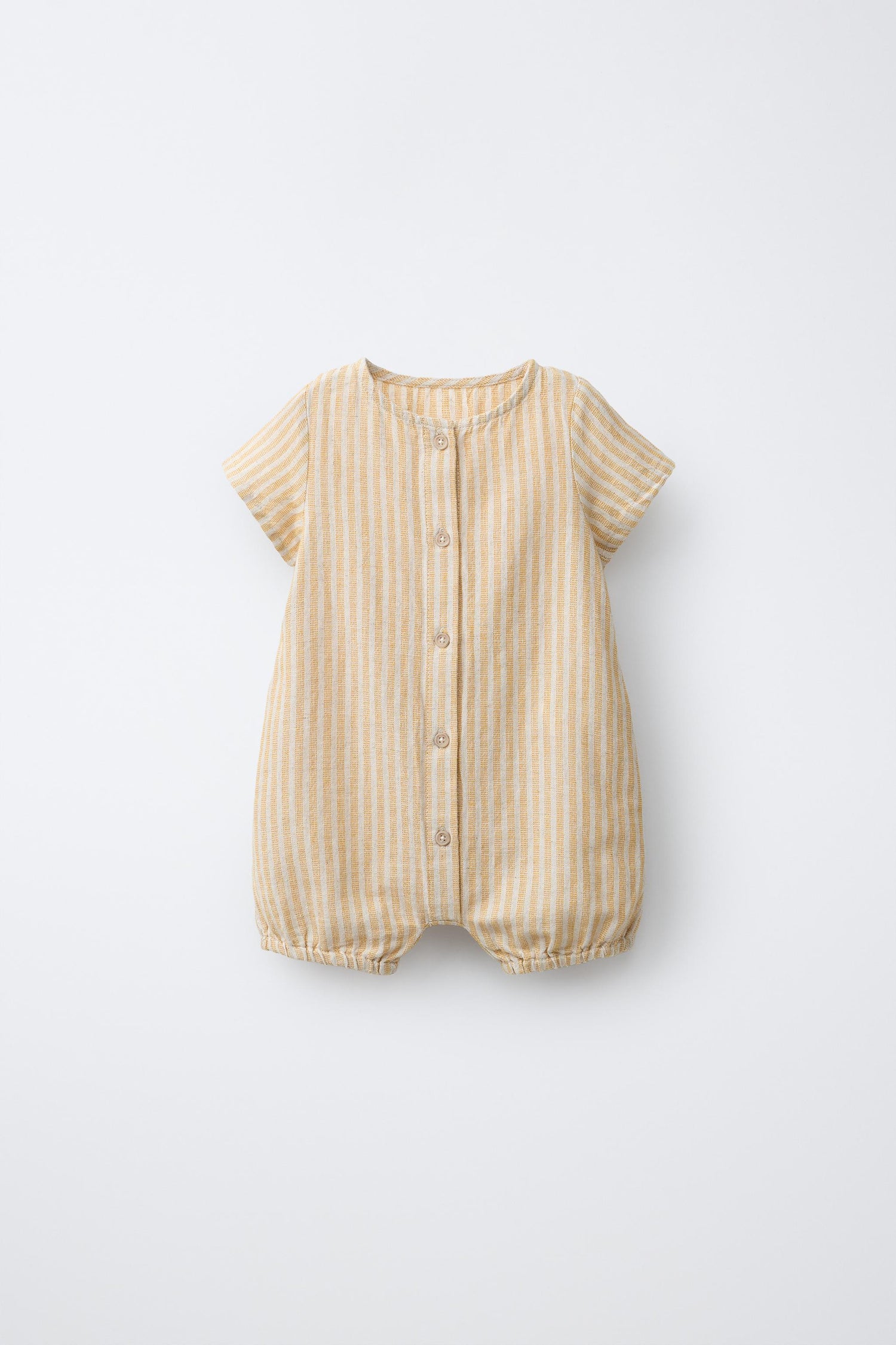 STRIPED COTTON AND LINEN ROMPER