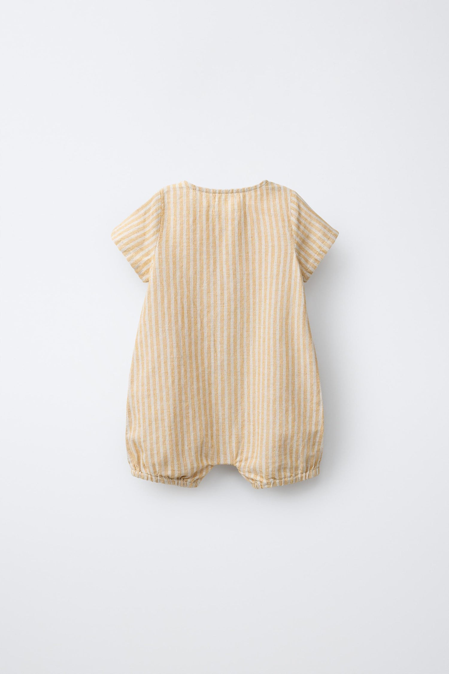 STRIPED COTTON AND LINEN ROMPER