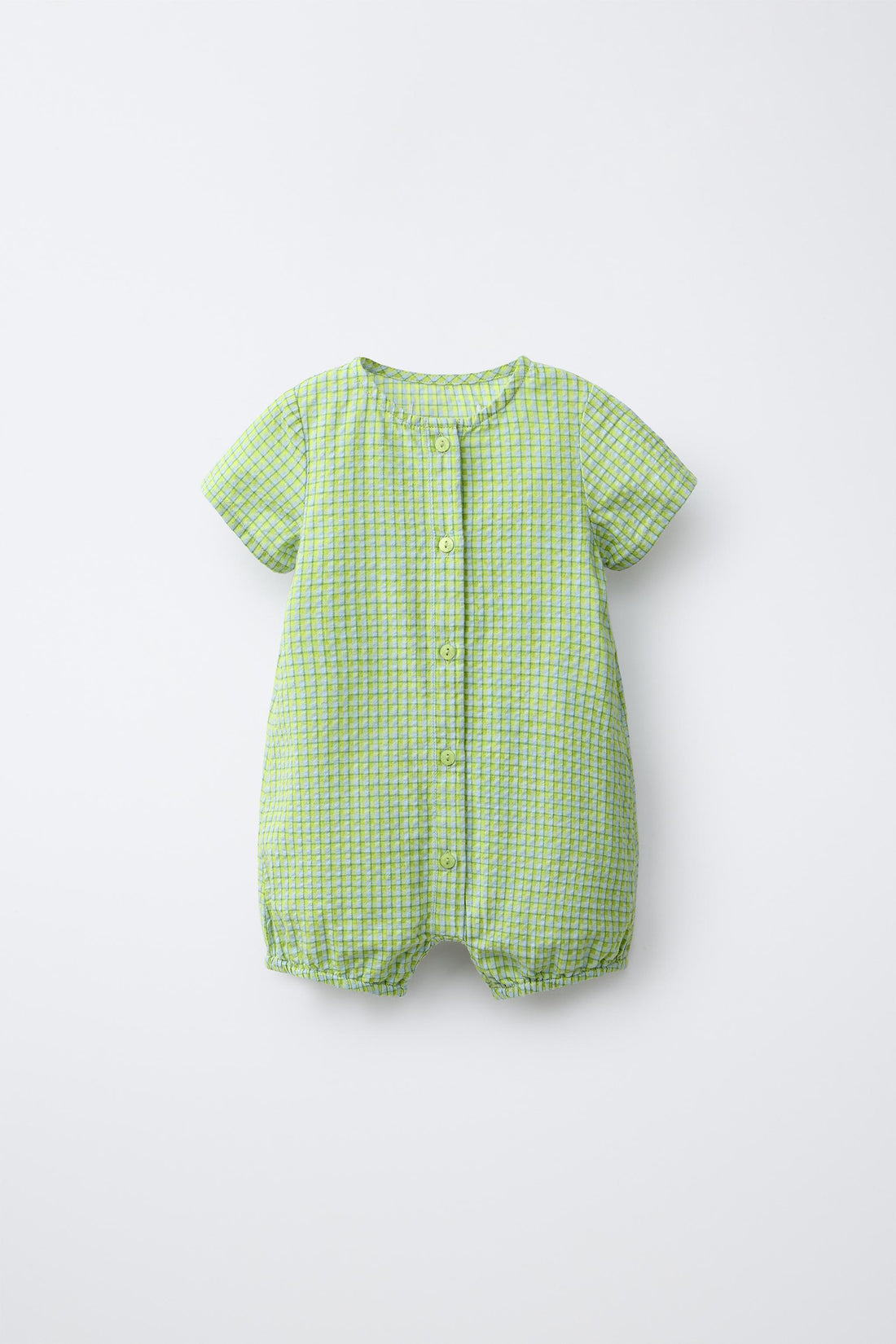 TEXTURED CHECK ROMPER - Light green / 12-18 months (86 cm)