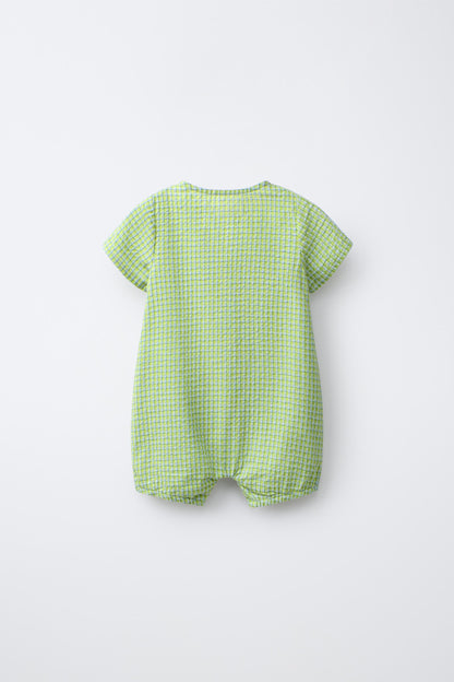 TEXTURED CHECK ROMPER