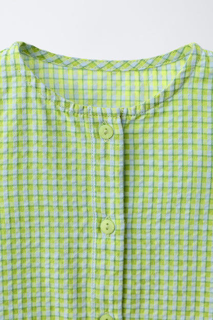 TEXTURED CHECK ROMPER