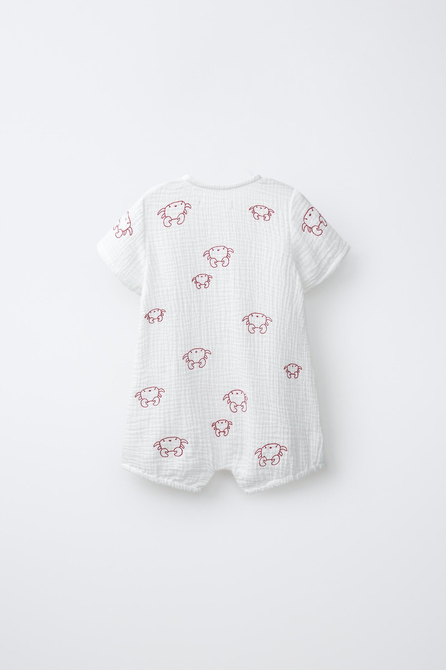 EMBROIDERED CRAB TEXTURED ROMPER