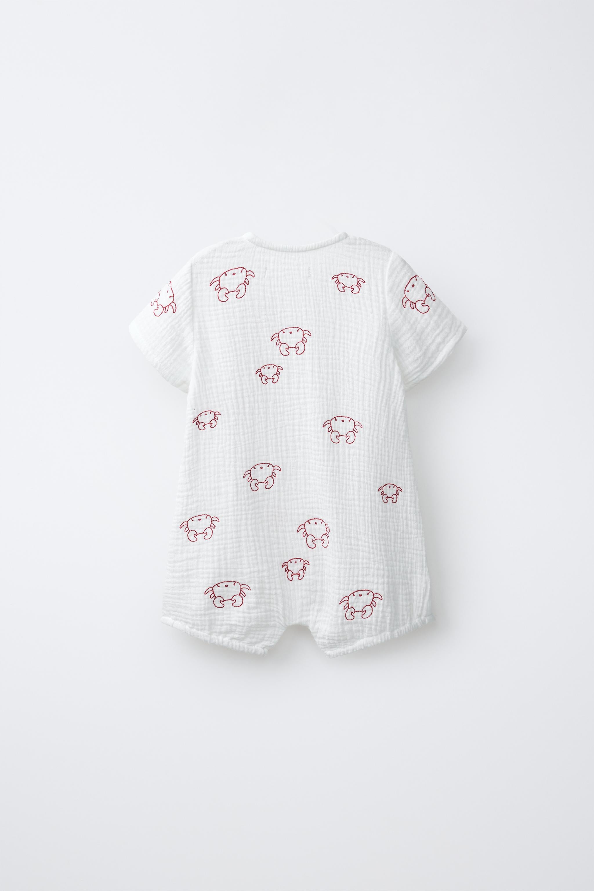 EMBROIDERED CRAB TEXTURED ROMPER