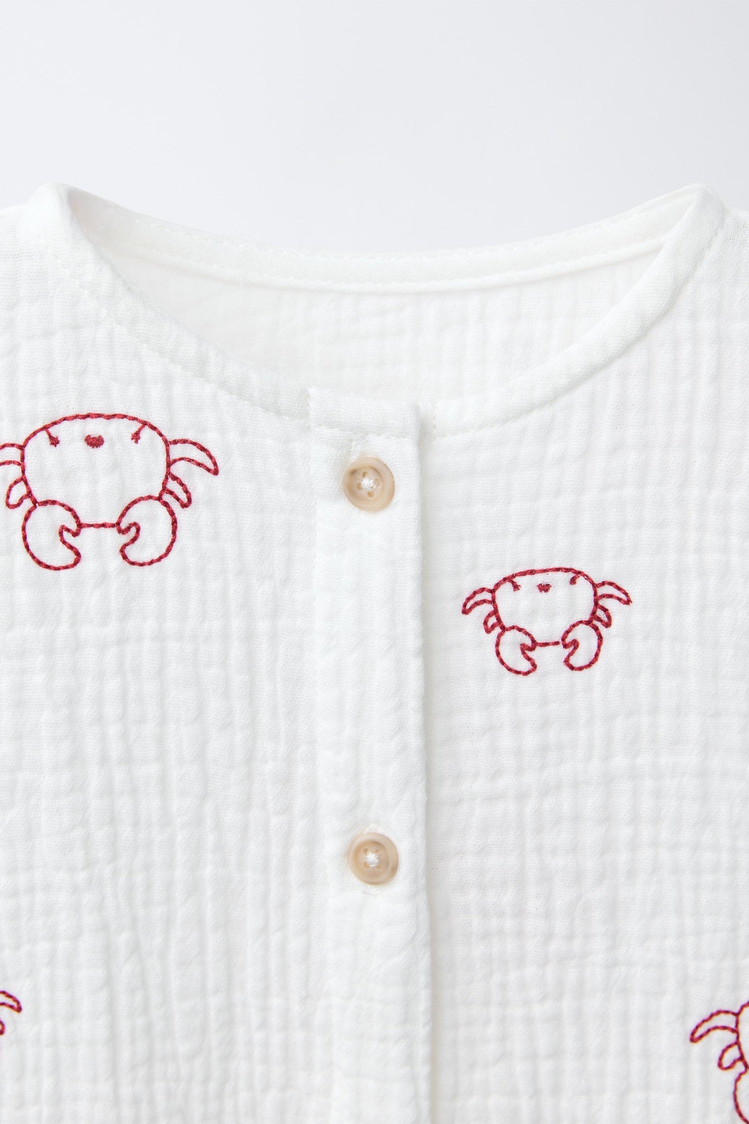 EMBROIDERED CRAB TEXTURED ROMPER
