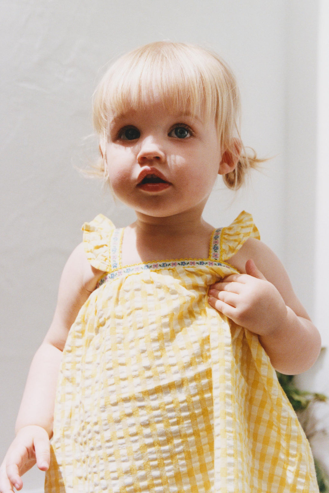 FLORAL GINGHAM DRESS AND KNICKERS - Yellow / 12-18 months (86 cm)
