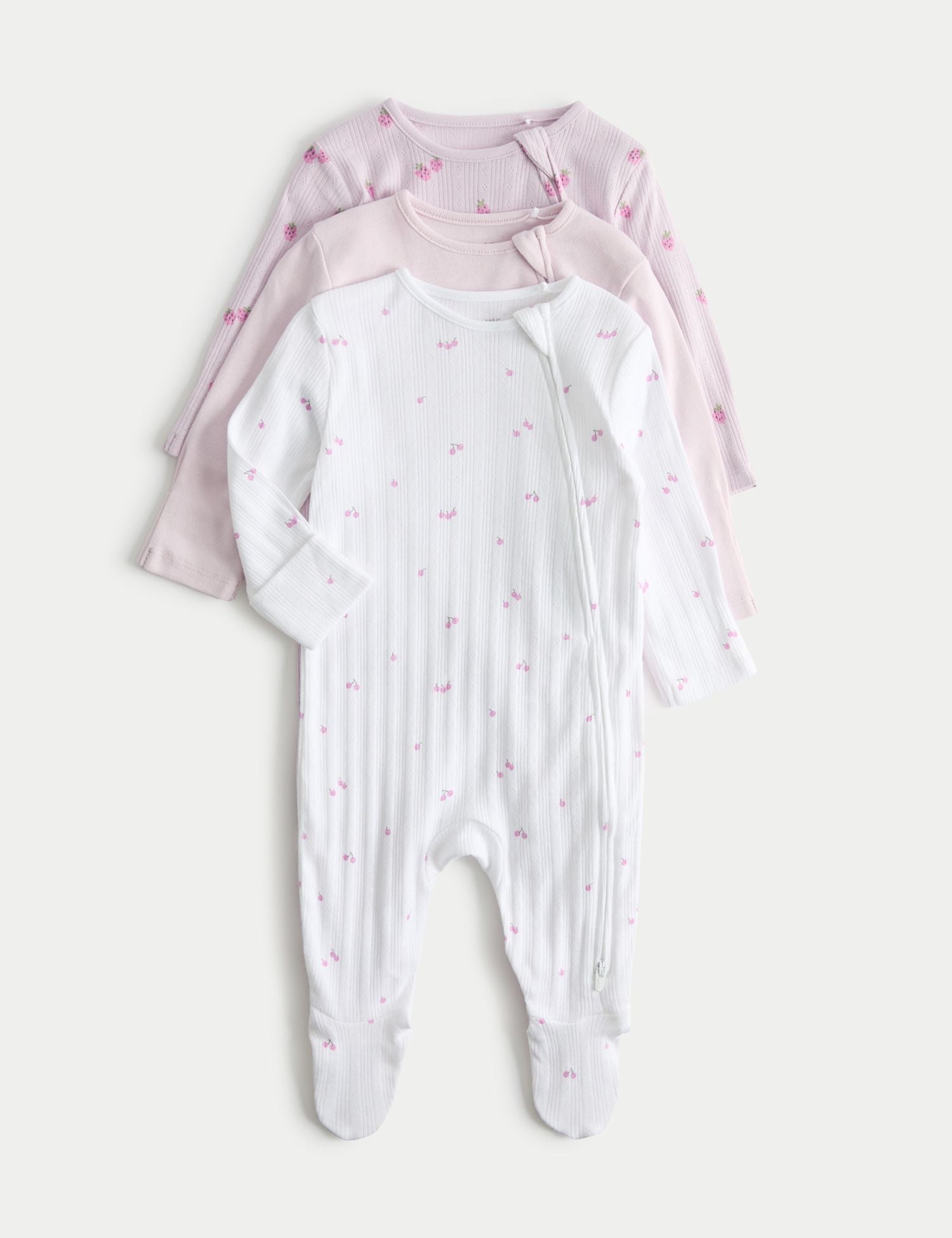 3 Pack Pure Cotton Printed Sleepsuits (6lbs 3oz-3 Yrs) - MAGENTA / 12-18 Months