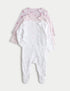 3 Pack Pure Cotton Printed Sleepsuits (6lbs 3oz-3 Yrs) - MAGENTA / 12-18 Months