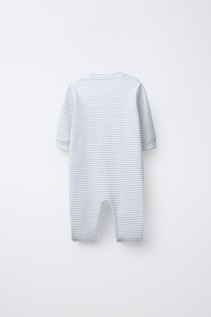 TWO-PACK OF WARM STRIPED AND STAR PRINT SLEEPSUITS WITH CONVERTIBLE FEET