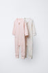 TWO-PACK OF WARM STRIPED AND STAR PRINT SLEEPSUITS WITH CONVERTIBLE FEET - Pink / 12-18 months (86 cm)