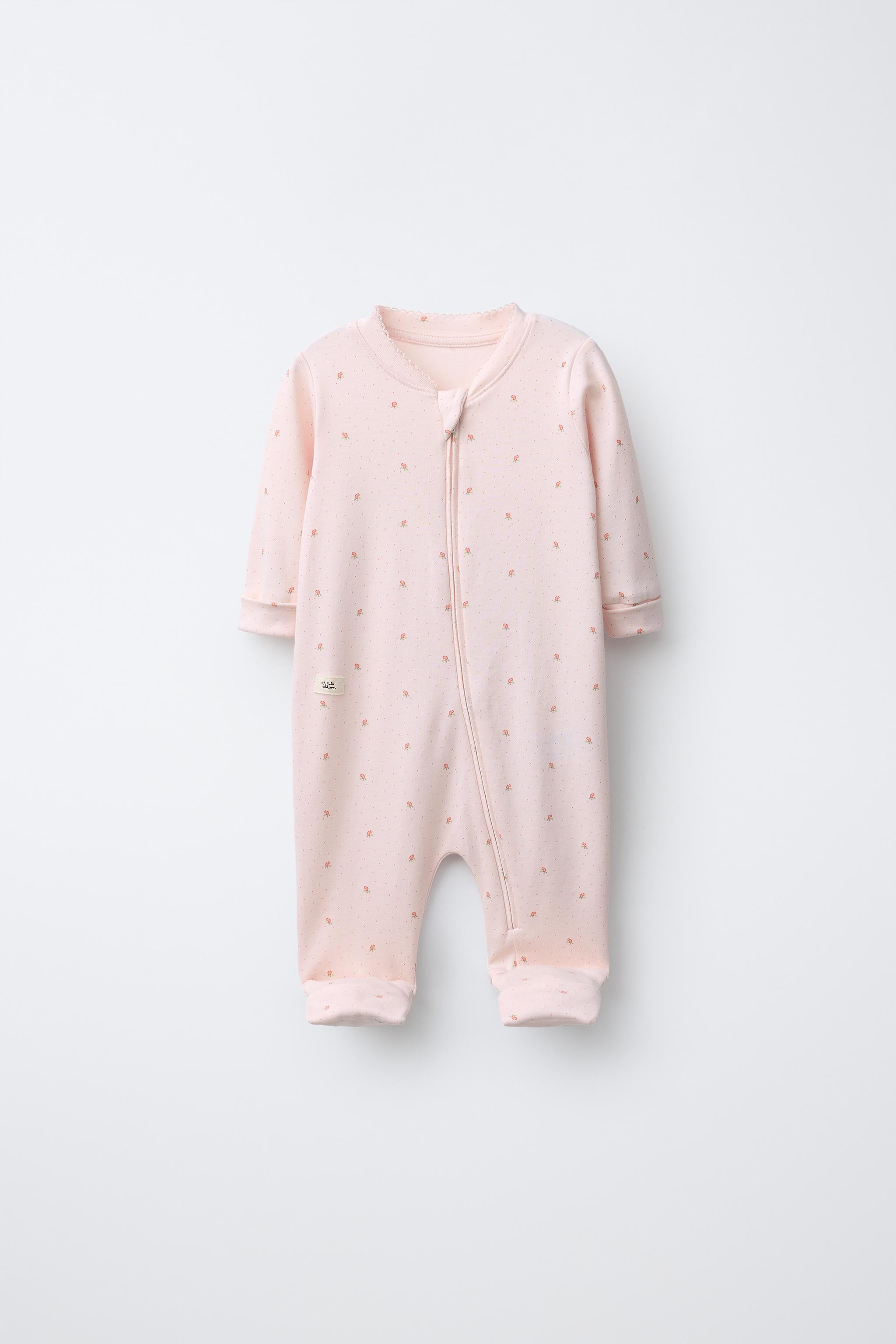 TWO-PACK OF WARM ALL-IN-ONE SLEEPSUITS WITH CONVERTIBLE FEET AND FLORAL PRINT