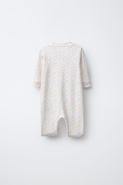 TWO-PACK OF WARM ALL-IN-ONE SLEEPSUITS WITH CONVERTIBLE FEET AND FLORAL PRINT