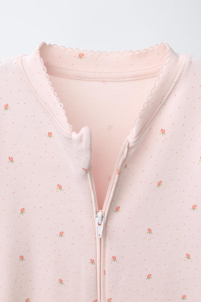 TWO-PACK OF WARM ALL-IN-ONE SLEEPSUITS WITH CONVERTIBLE FEET AND FLORAL PRINT