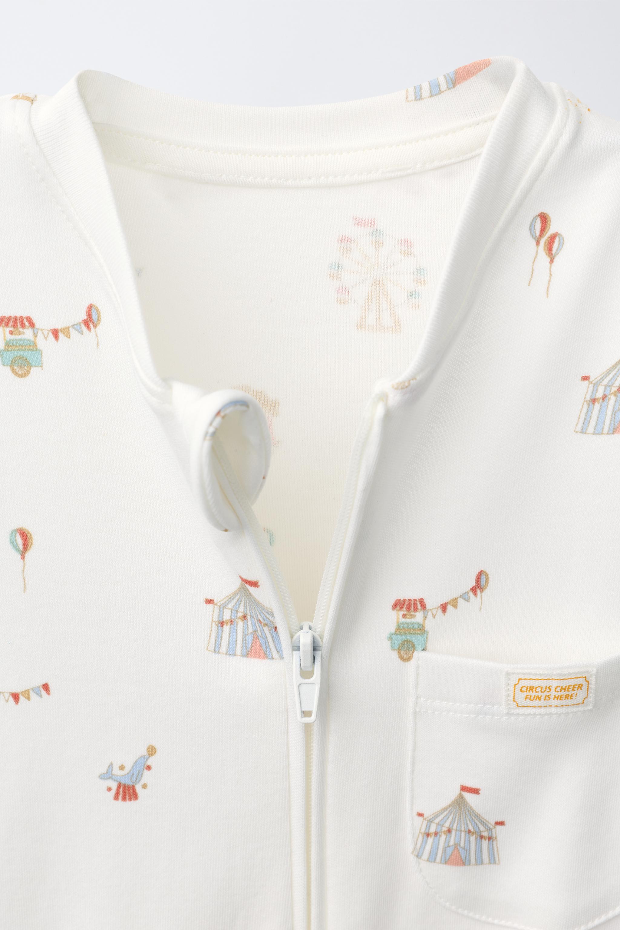 TWO-PACK OF CIRCUS AND STRIPE CONVERTIBLE FOOT SLEEPSUITS