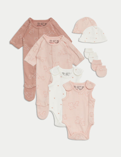 7pc Pure Cotton Premature Heart &amp;amp; Bunny Starter Set - PINK MIX / PREM4