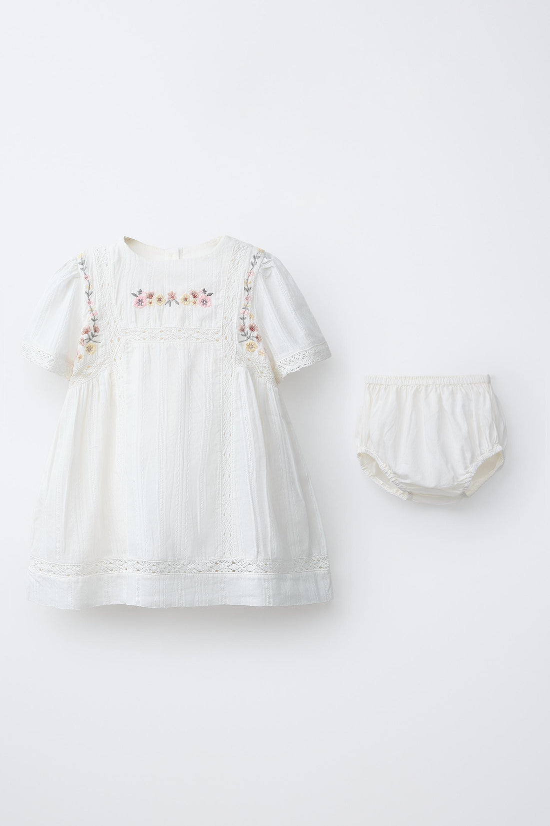 EMBROIDERED FLORAL DRESS AND KNICKERS
