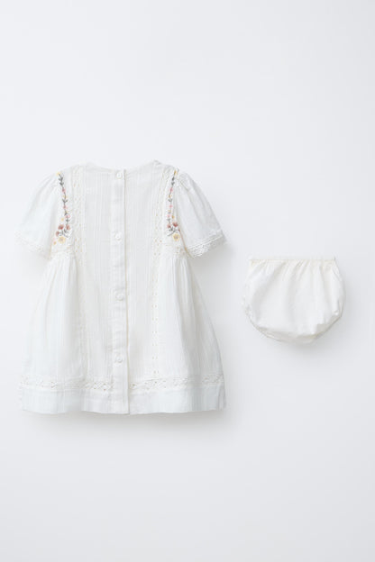 EMBROIDERED FLORAL DRESS AND KNICKERS