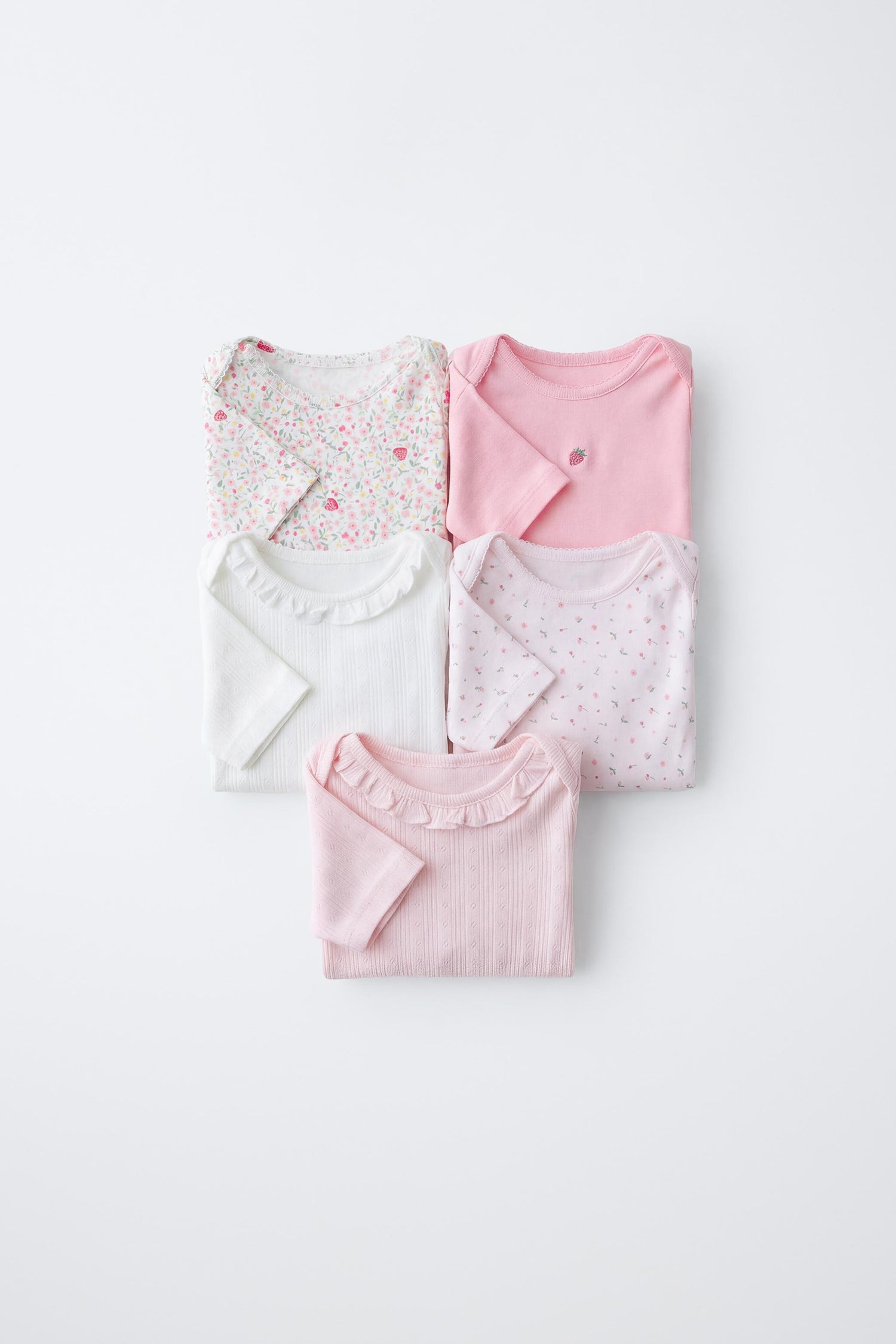 5-PACK OF SHORT SLEEVE FLOWER &amp; STRAWBERRY BODYSUITS - Pink / 12-18 months (86 cm)