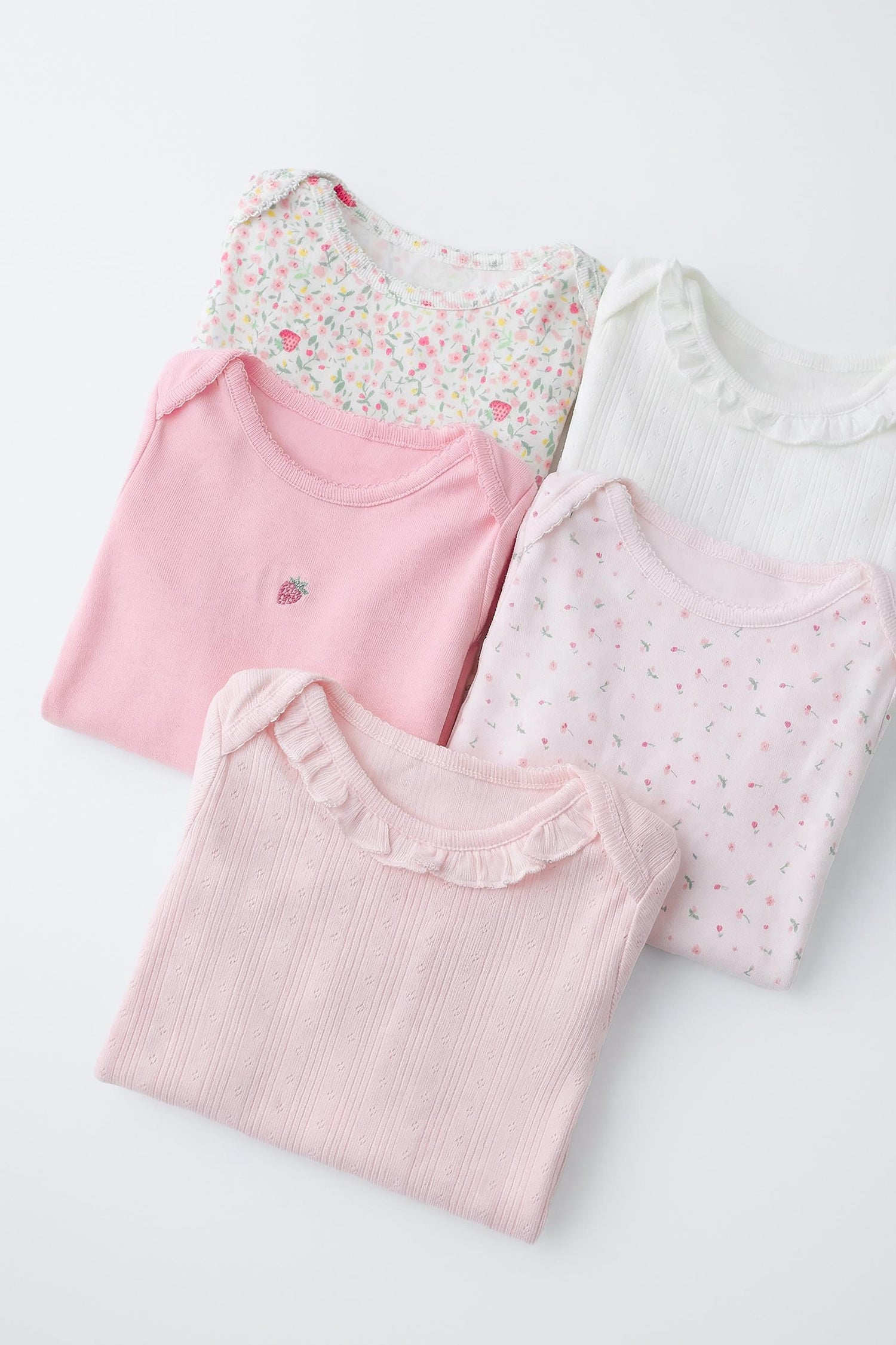 5-PACK OF SHORT SLEEVE FLOWER &amp; STRAWBERRY BODYSUITS