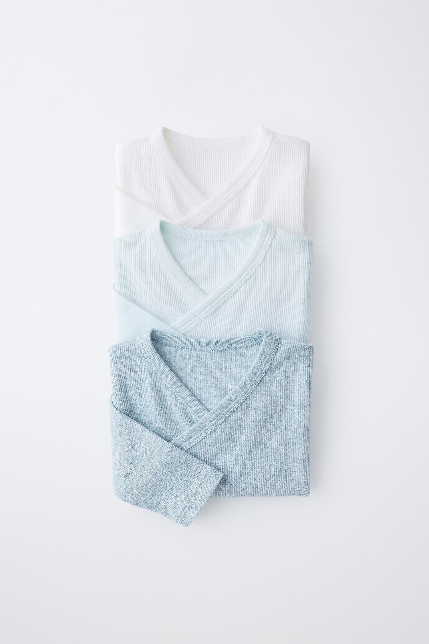 3-PACK OF RIBBED KIMONO COLLAR BODYSUITS - Sea green / 0-0 months (50 cm)