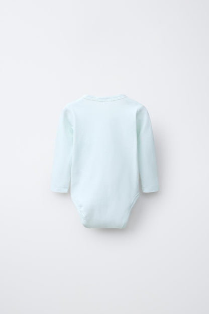 3-PACK OF RIBBED KIMONO COLLAR BODYSUITS