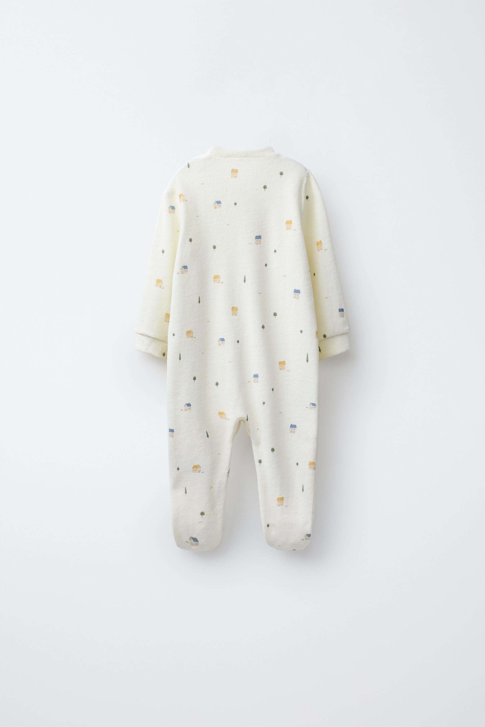 VELOUR HOUSES PRINT SLEEPSUIT