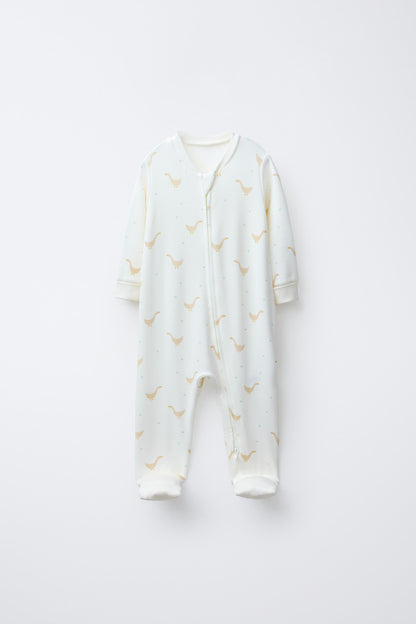WARM DUCK CONVERTIBLE FOOT SLEEPSUIT - Ecru / 12-18 months (86 cm)