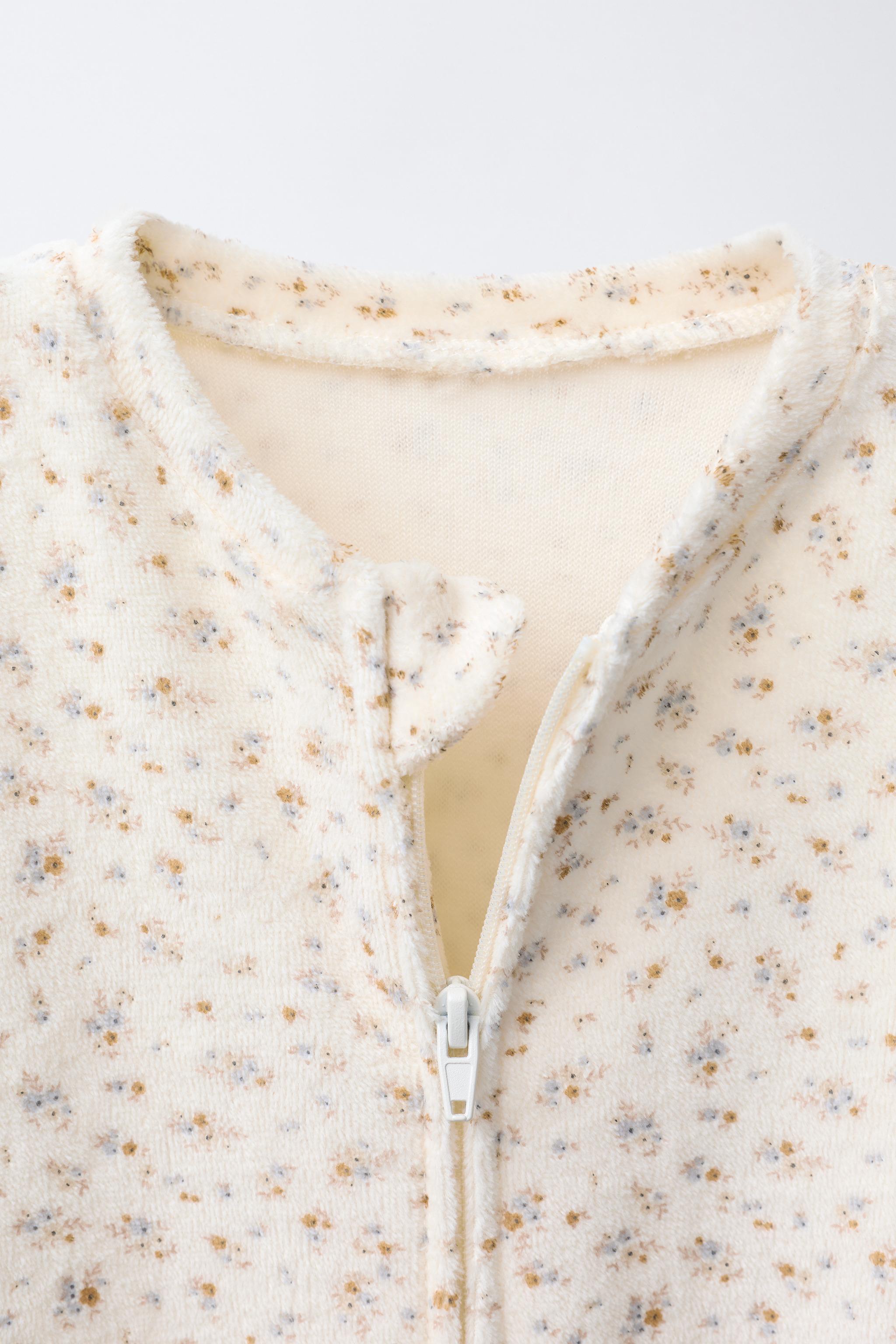 VELOUR FLORAL PRINT SLEEPSUIT
