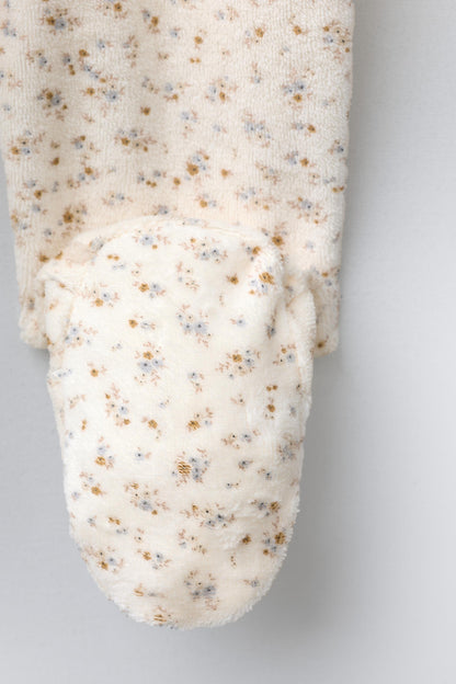 VELOUR FLORAL PRINT SLEEPSUIT