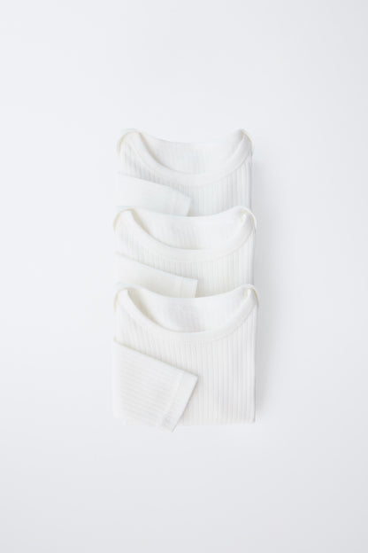 6 MONTHS-3 YEARS/ 3-PACK OF LONG SLEEVE BODYSUITS - Oyster-white / 12-18 months (86 cm)