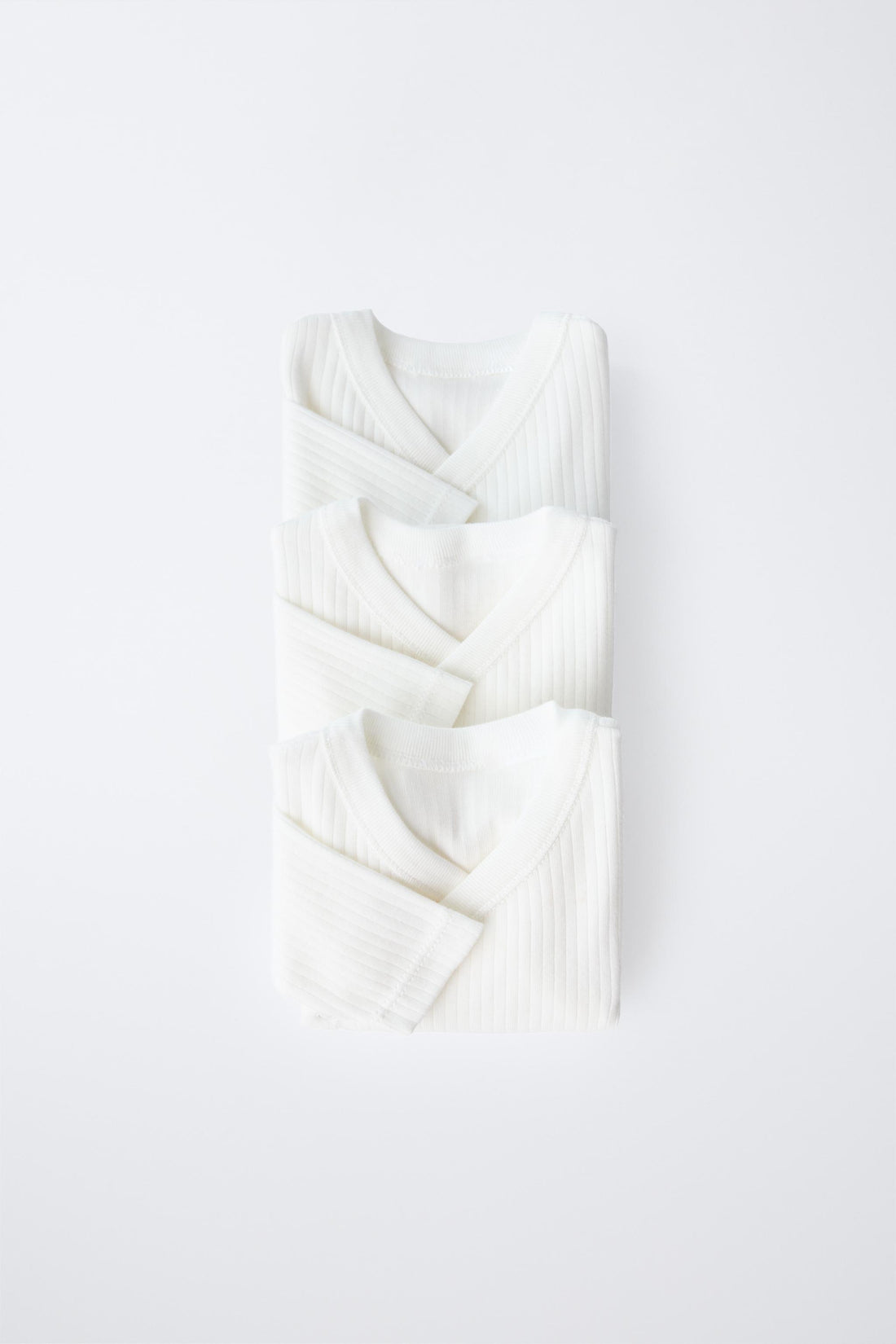 0-6 MONTHS/ THREE-PACK OF KIMONO COLLAR LONG SLEEVE BODYSUITS - Oyster-white / 0-0 months (50 cm)