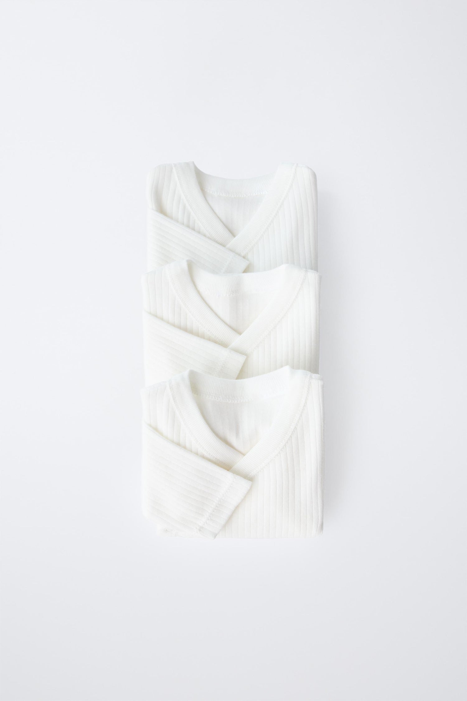 0-6 MONTHS/ THREE-PACK OF KIMONO COLLAR LONG SLEEVE BODYSUITS - Oyster-white / 0-0 months (50 cm)