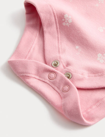 7 Pack Pure Cotton Floral Bodysuits (0-3 Yrs)