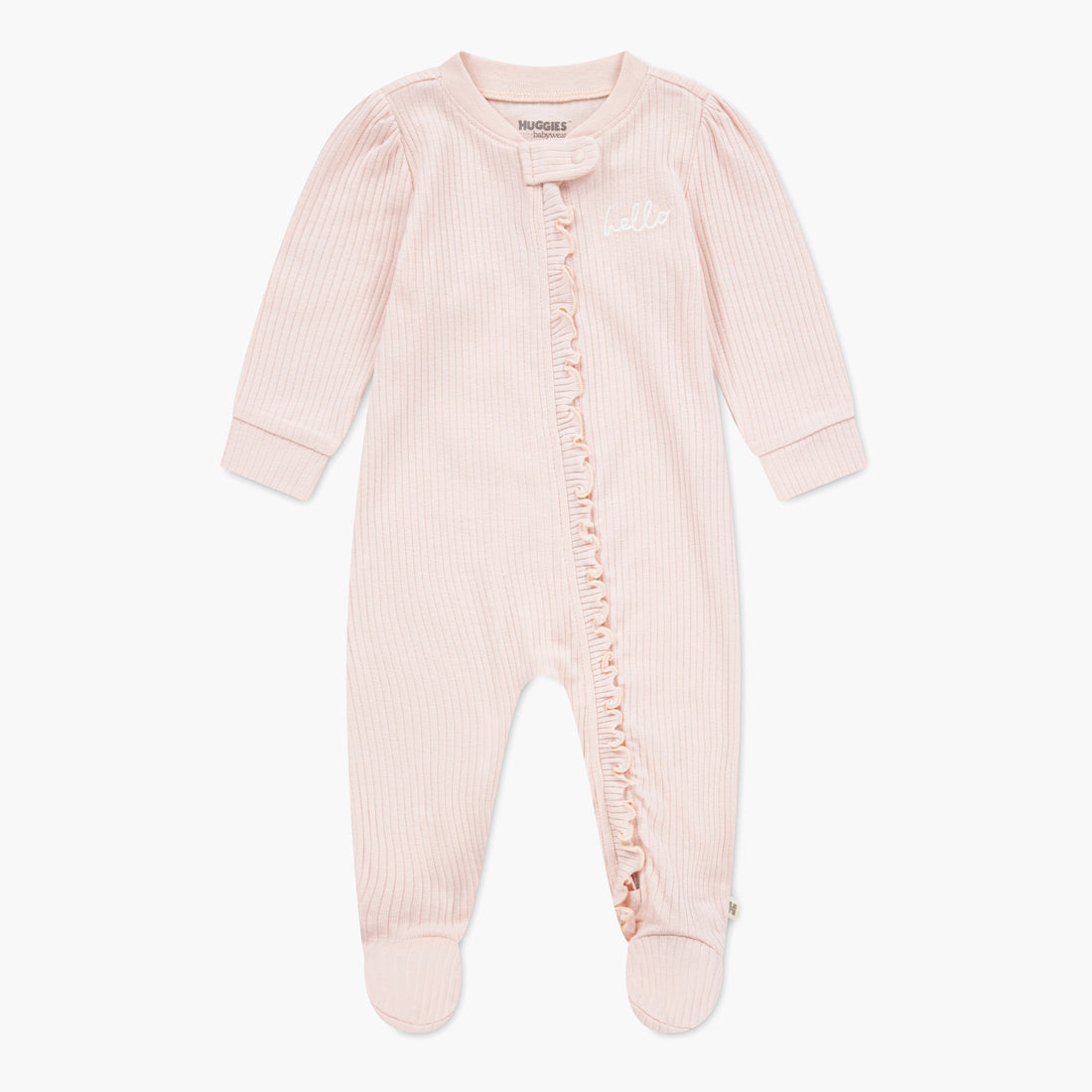 Huggies Solid Long Sleeves Sleepsuit - Pink / 0-3 mths
