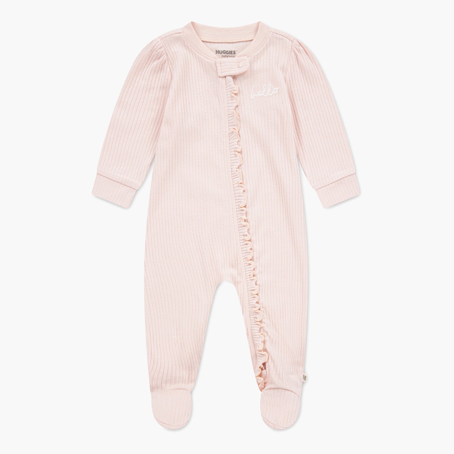 Huggies Solid Long Sleeves Sleepsuit - Pink / 0-3 mths
