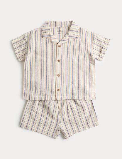 Pure Cotton Striped Top &amp; Bottom Outfit (0-5 Yrs)
