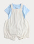2 Piece Pure Cotton Checked Bibshort Outfit (0-3 Yrs) - BLUE MIX / 12-18 Months