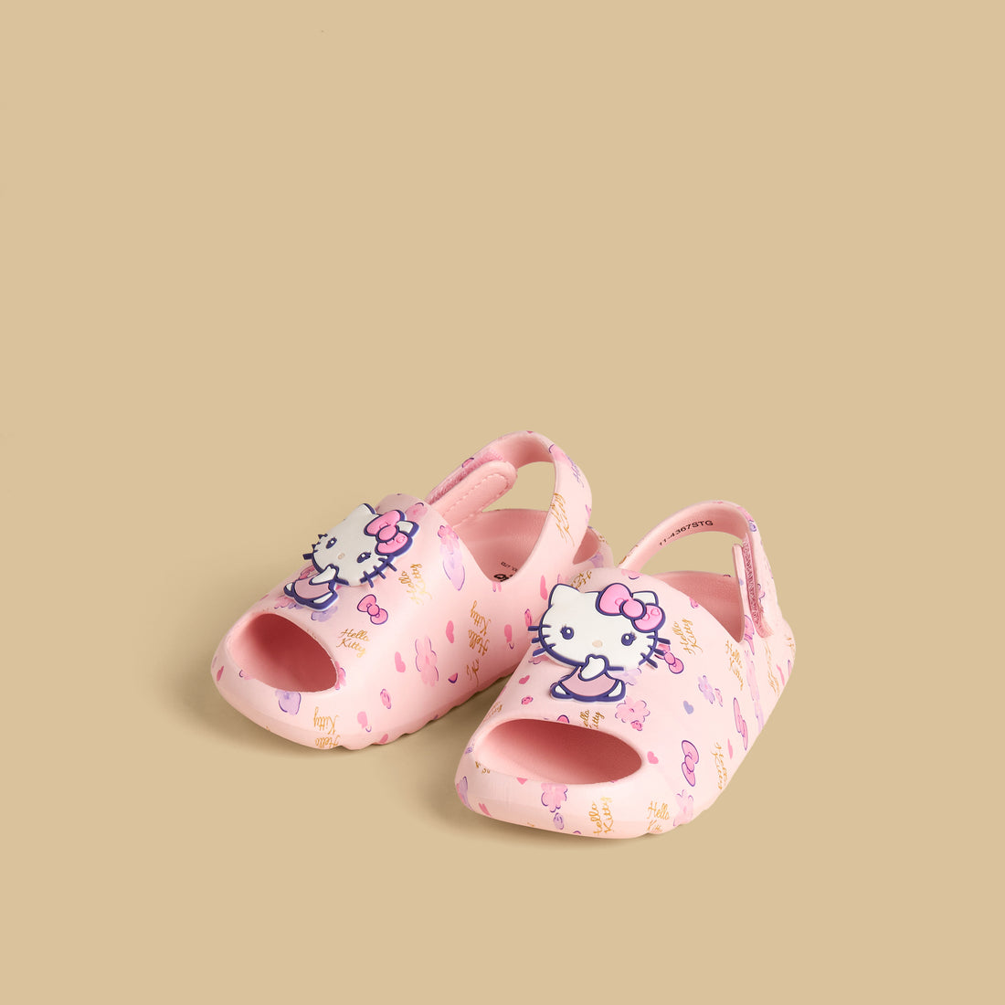 Hello Kitty Applique Slides with Hook and Loop Closure - Pink / 20