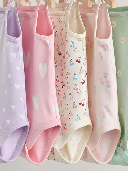 Pink Vest Baby Bodysuits 5 Pack