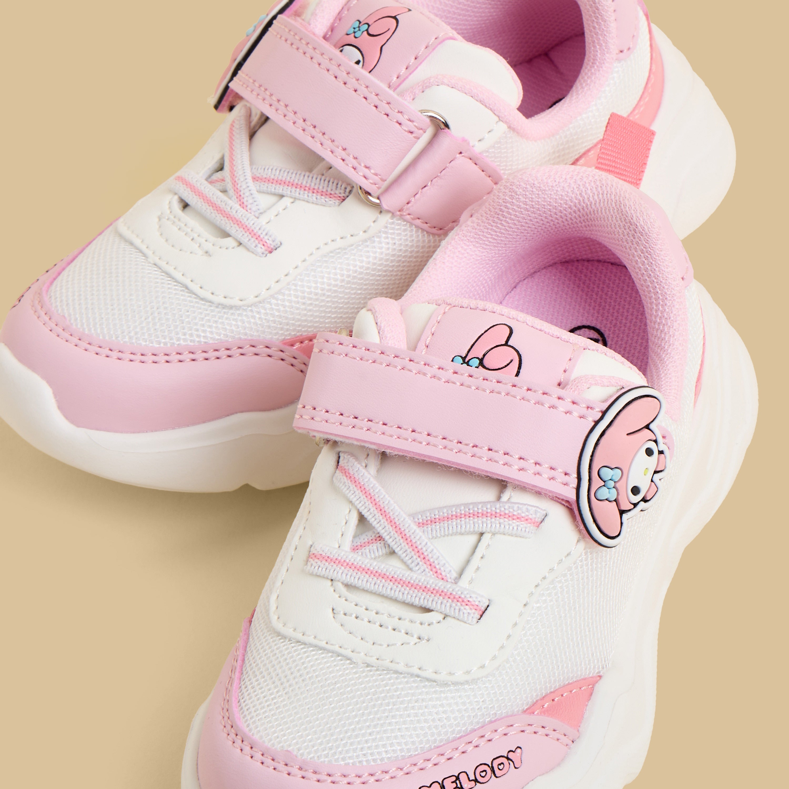 My Melody Applique Sports Shoes with Hook and Loop Closure