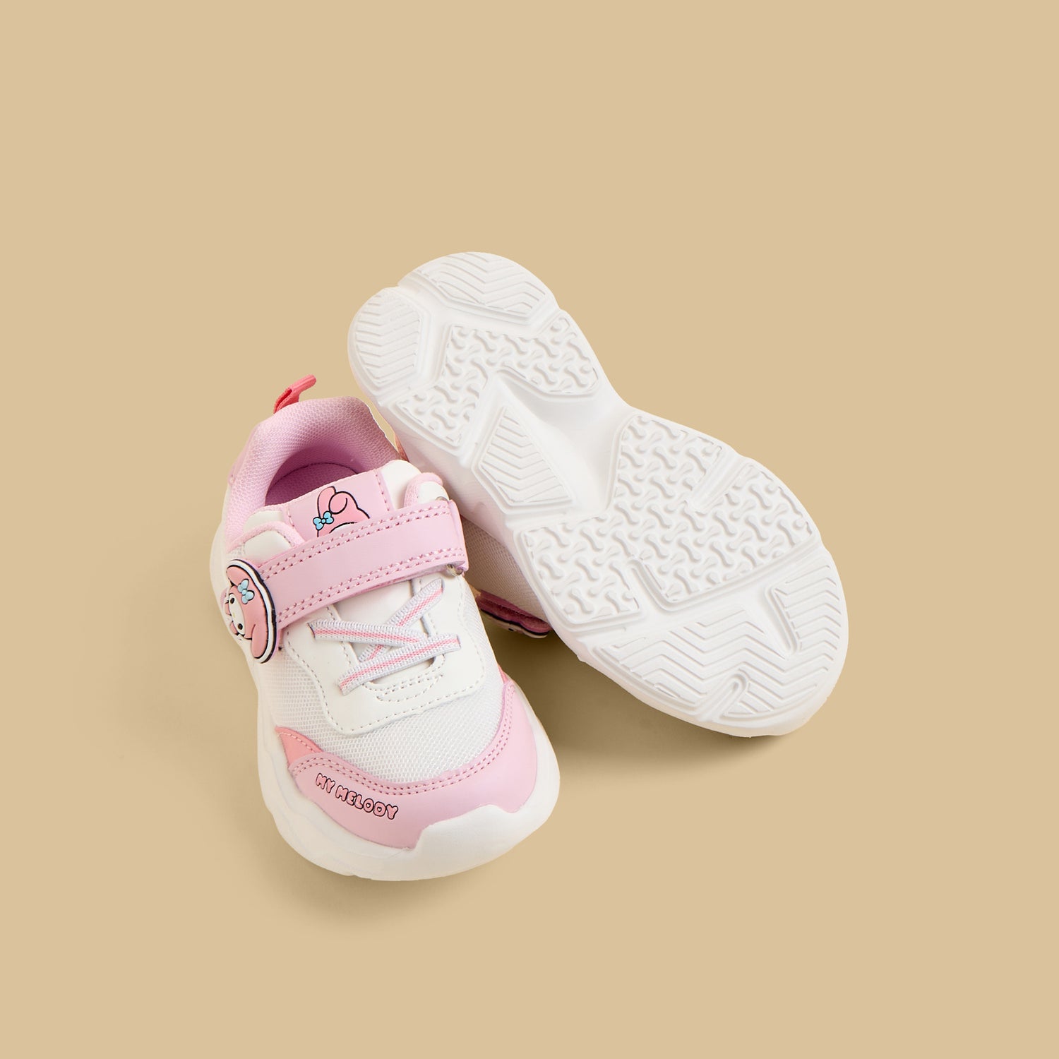 My Melody Applique Sports Shoes with Hook and Loop Closure